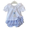 Conjunto Valentina Bebés Miami Blue con camiseta estampada y culote milrayas