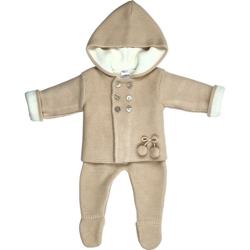 Conjunto bebé San Francisco punto doble con capucha y polaina