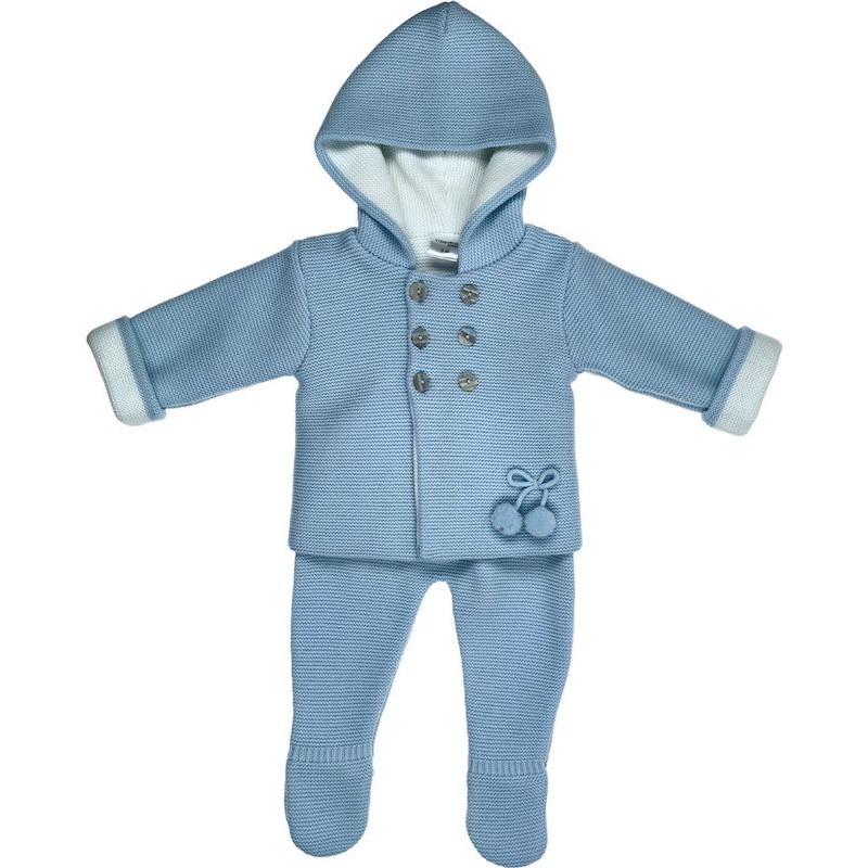Conjunto bebé San Francisco punto doble con capucha y polaina
